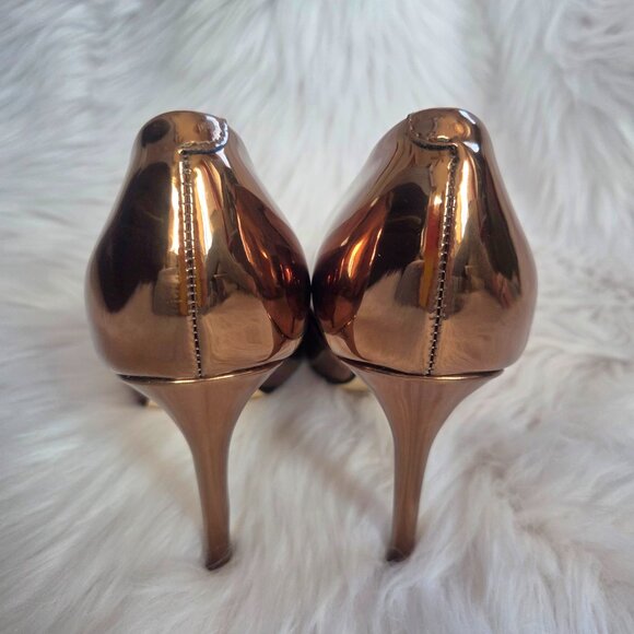 NEW NINE WEST Metallic Bronze Stiletto High Heels Size 7 - Picture 9 of 13